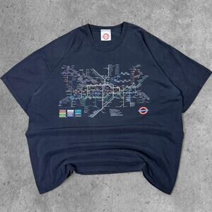 Vintage 90s London Underground black subway graphic shirt size XL cotton